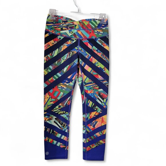 Athleta Size XS Kaleidoscope Sonar Capri Cropped Leggings / Yoga Pants, EUC - Picture 1 of 12